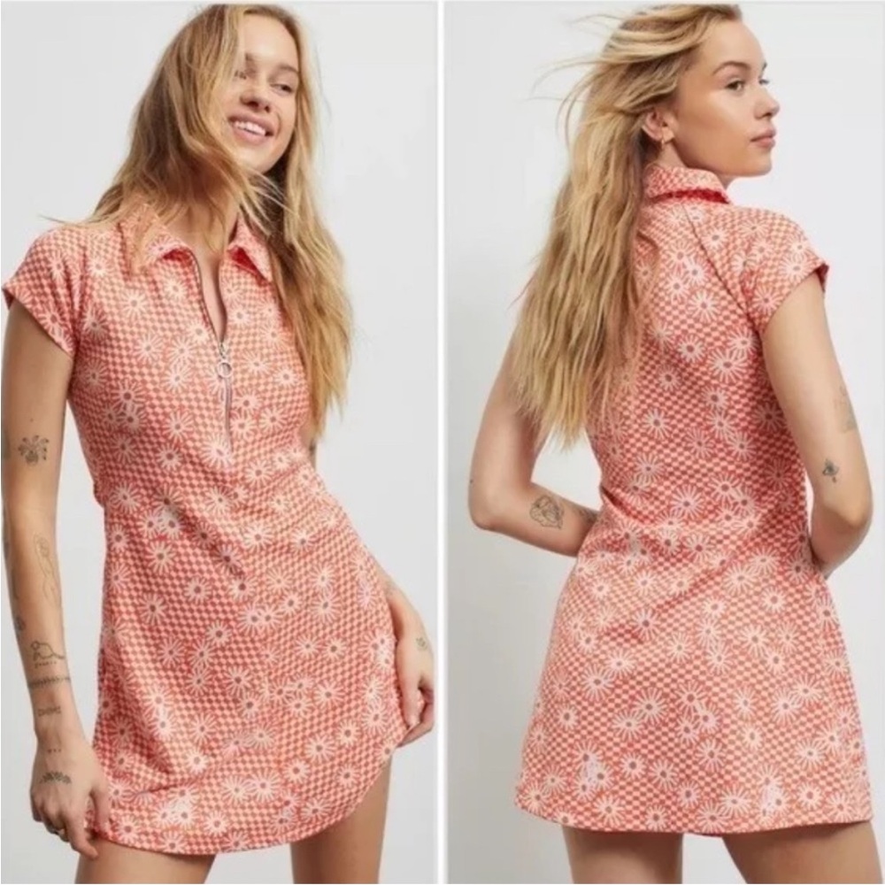 ✨URBAN OUTFITTERS✨ burnt orange groovy Y2K dress - Picture 4 of 10